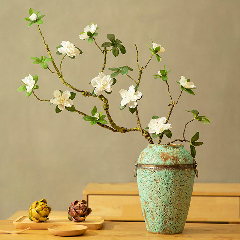 Azalea kunstbloemstuk in antieke vaas - 31.5"