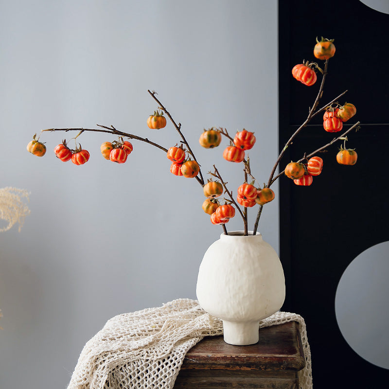 Carine ramificazioni di zucca in vaso di ceramica avorio - 21"