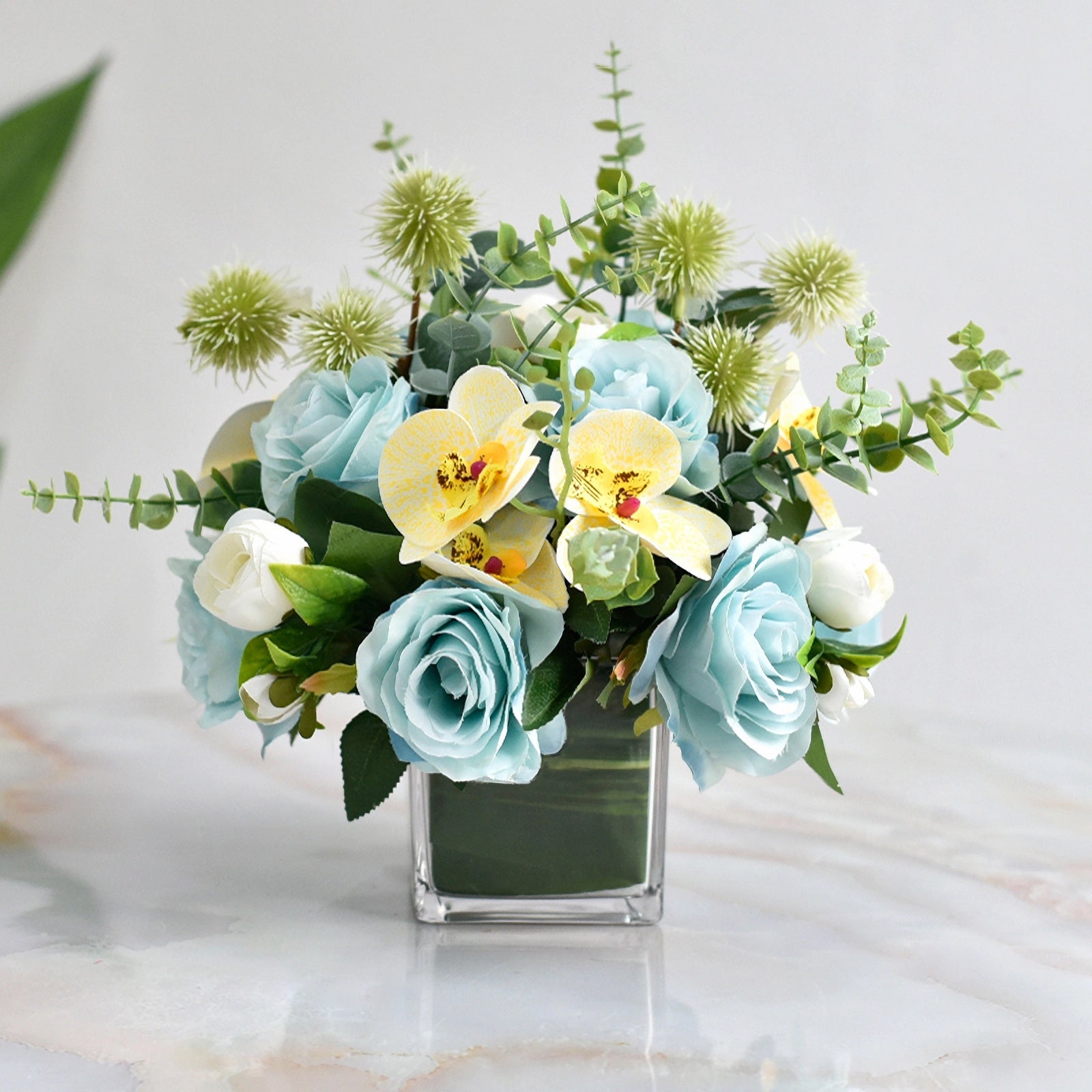 Lake Blue Silk Flower Centerpiece - 10.6‘’