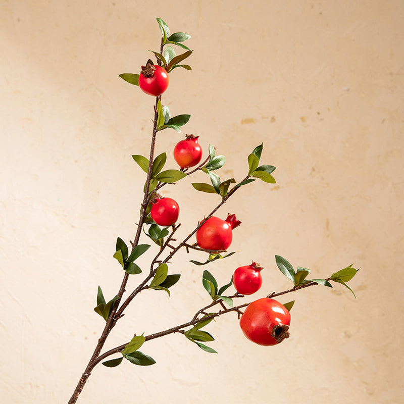 Faux Pomegranate Branch in Stoneware Vase - 25.5&