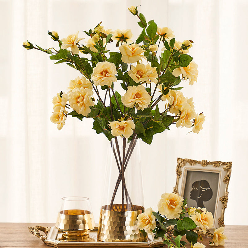 Real Touch Artificial China Rose Stem - Botanical Rose Branch - 29.5"
