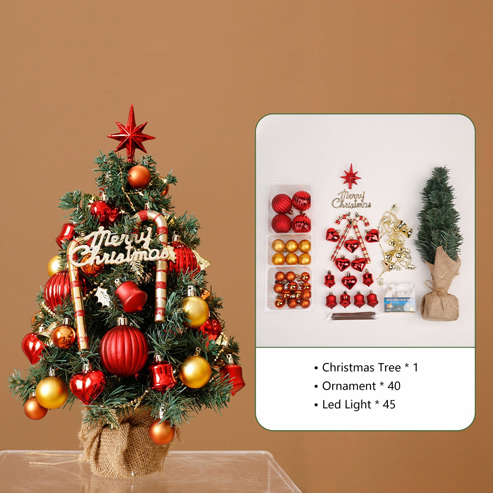 Ensemble exquis de mini sapin de Noël artificiel avec lumière - 15,7&