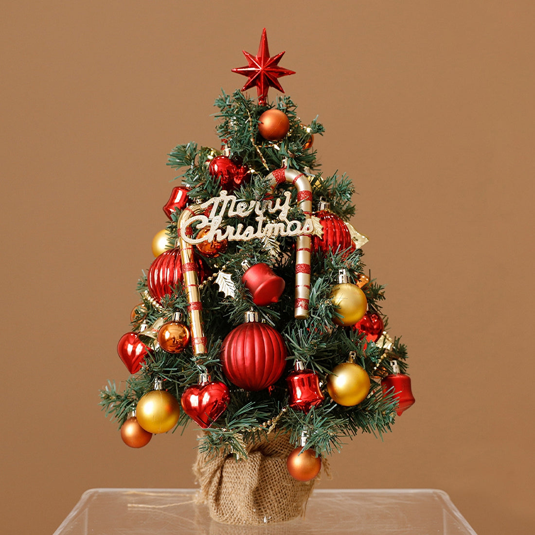 Squisito Albero di Natale Artificiale Mini con Decorazione su un Lato - 15,7&