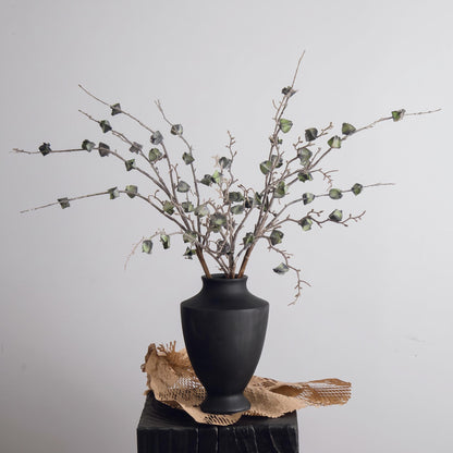 Artificial Chinese Lantern Arrangement in Tall Black Ceramic Vase - 19.6"