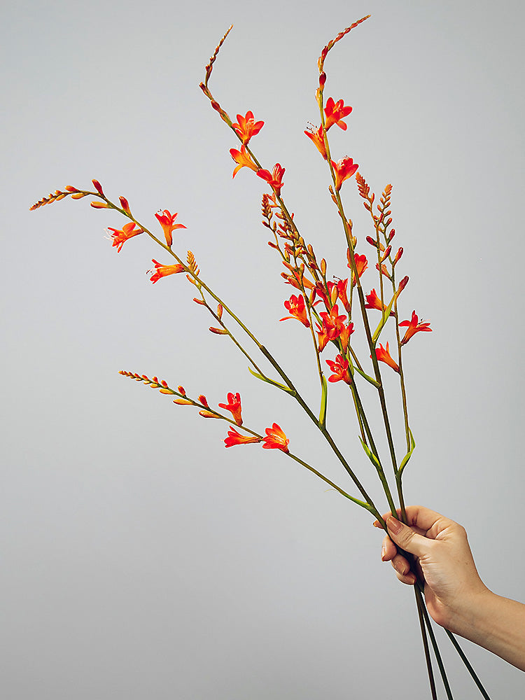 Artificial Flame Orchid Stem (Renanthera) - Tall Floral Spray for Vase Styling - 37"