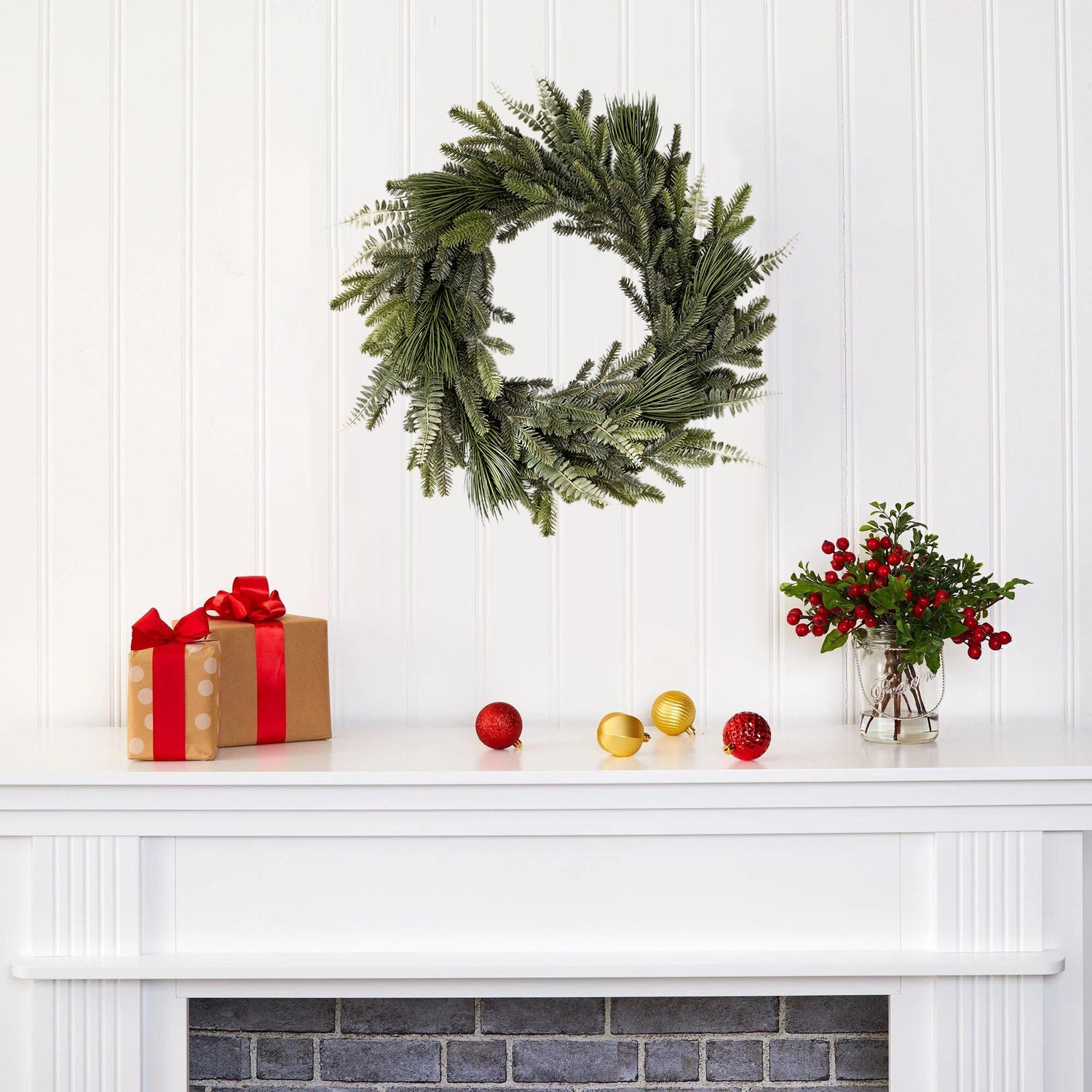 Real Touch Artificial Christmas Pine Wreath - 20&