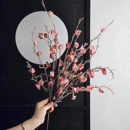 Artificial Chinese Lantern Arrangement in Black Ceramic Vase - 18"