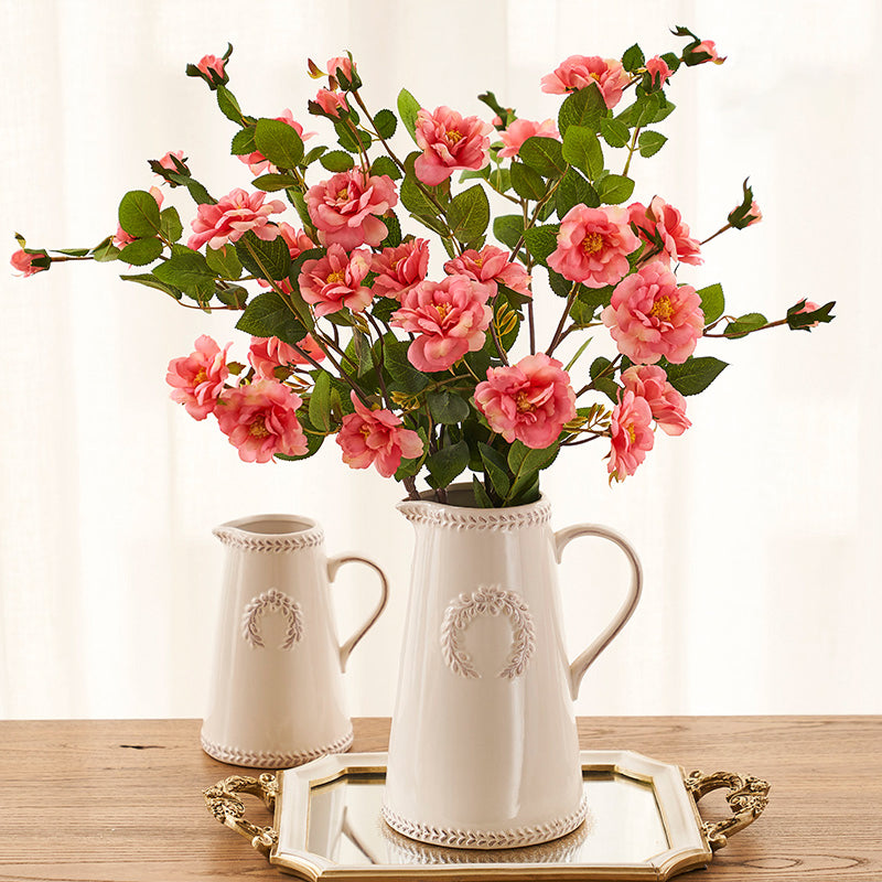 Real Touch Artificial China Rose Stem - Botanical Rose Branch - 29.5"