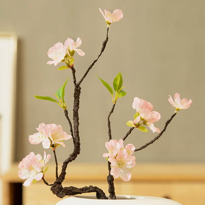 Cherry Blossom Artificial Flower Arrangement in Small Oval Vase - 12.5&