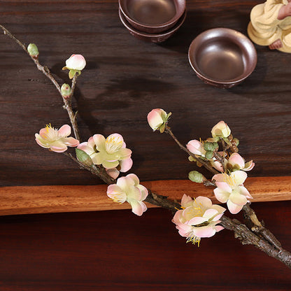 Elegant Silk Plum Blossom with Teacup Vase - 11&