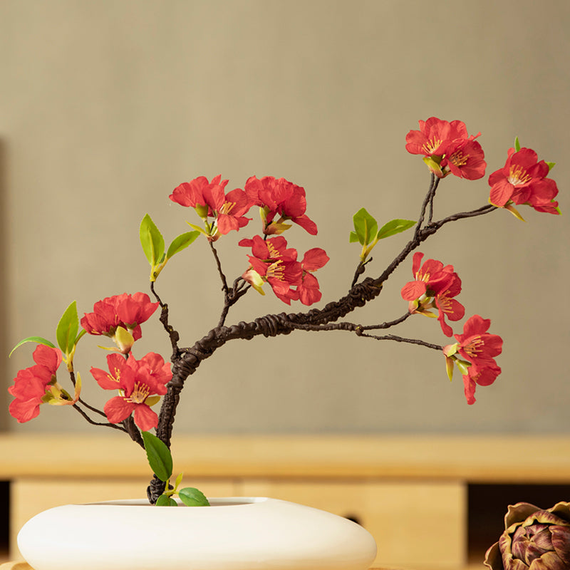 Cherry Blossom Artificial Flower Arrangement in Oval Vase - 15&