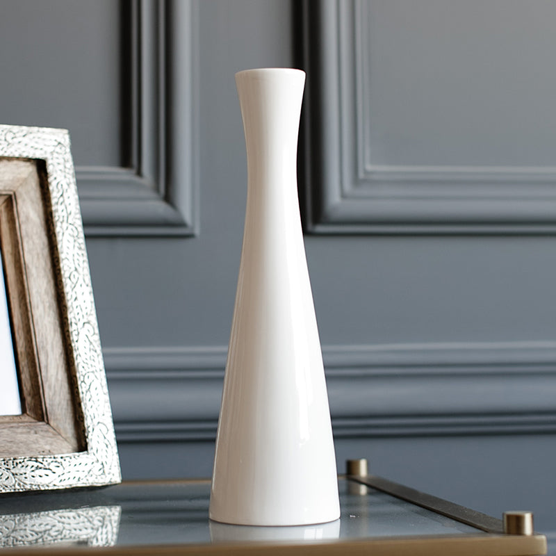 Slender white vase - 12"