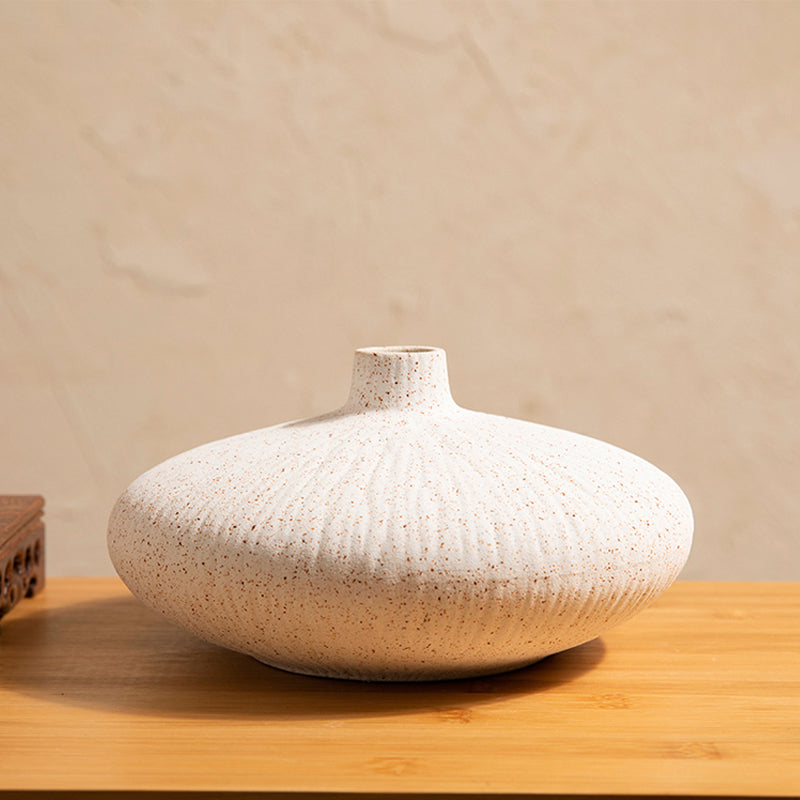 White Glazed Ceramic Vase - 7.8"