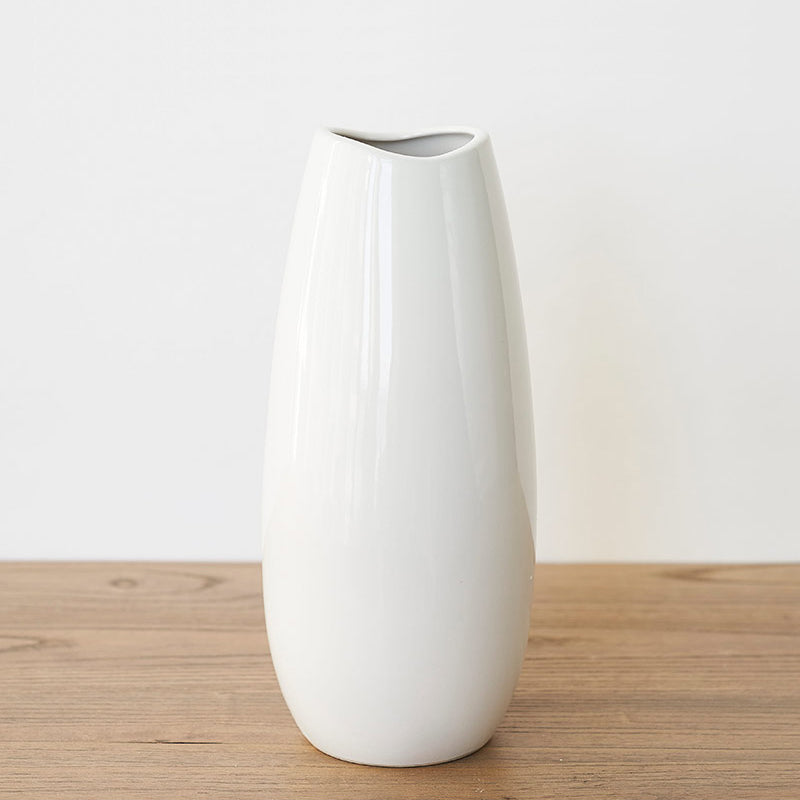 White simple ceramic vase - 7.5"
