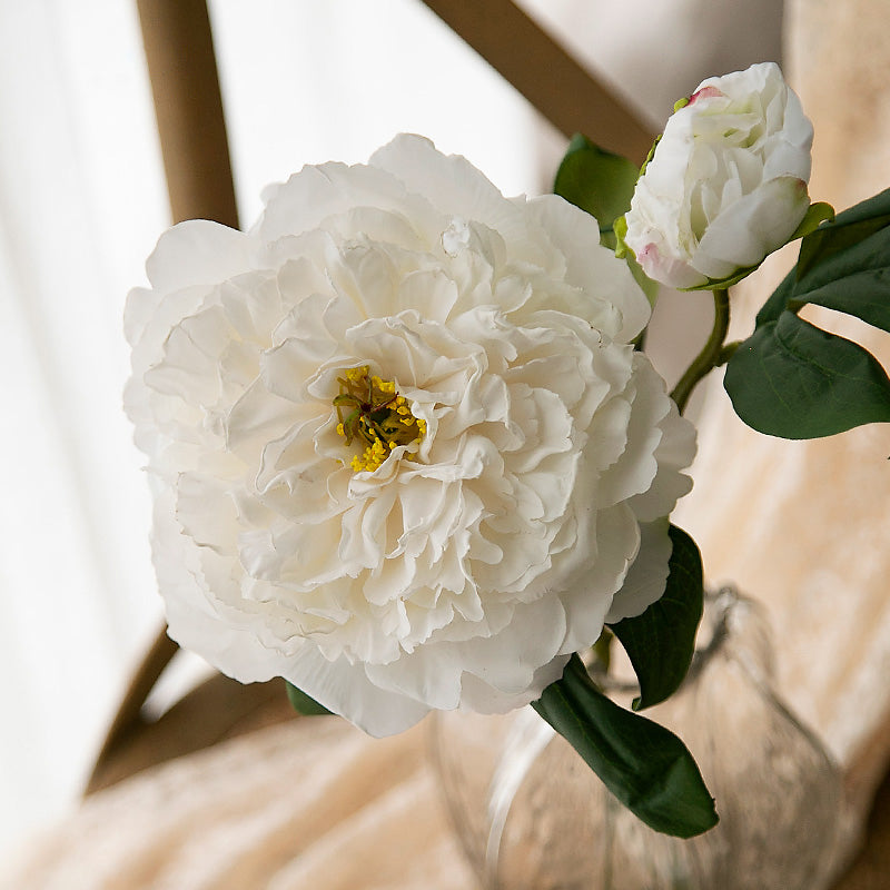 Faux Peony Stem - Blooming Floral Branch - 19.2"