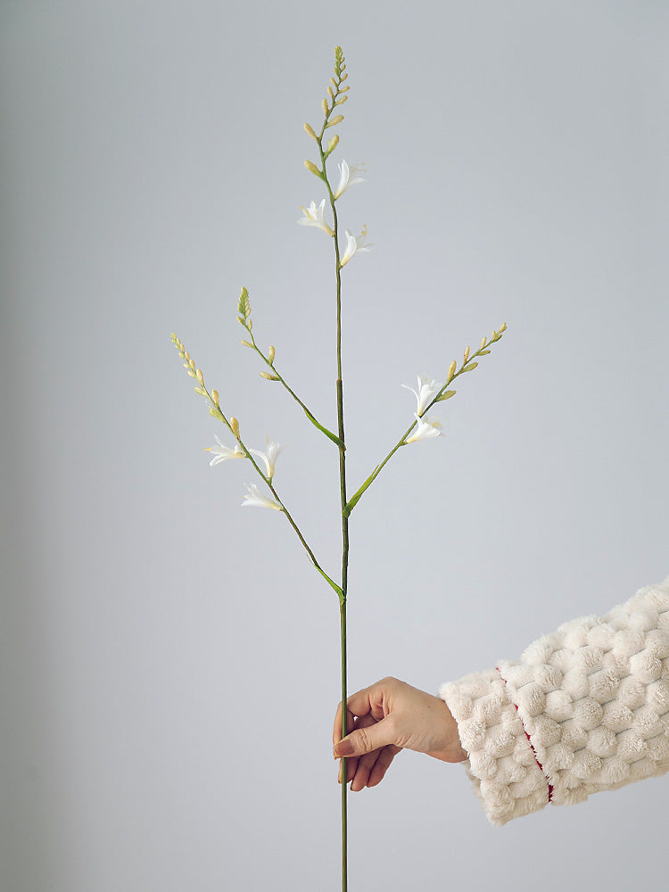 Artificial Flame Orchid Stem (Renanthera) - Tall Floral Spray for Vase Styling - 37"