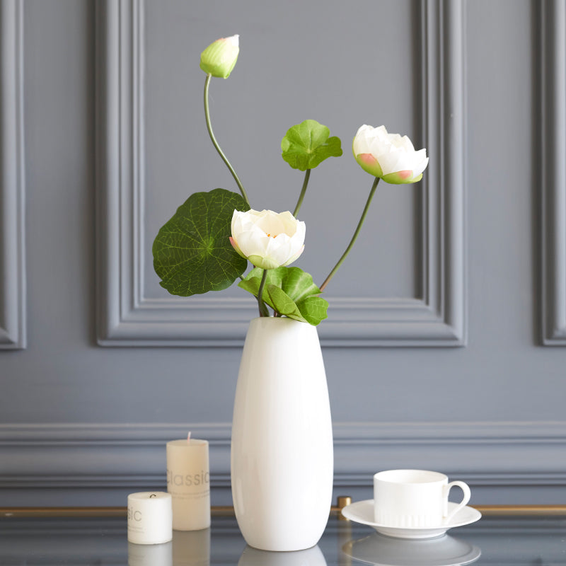 White simple ceramic vase - 7.5"