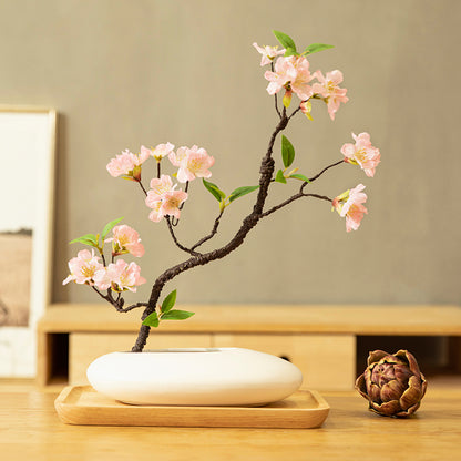 Cherry Blossom Artificial Flower Arrangement in Oval Vase - 15&