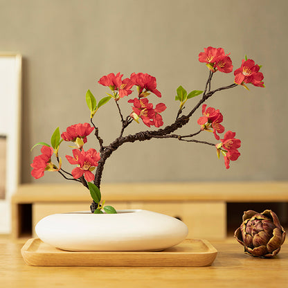 Cherry Blossom Artificial Flower Arrangement in Oval Vase - 15&