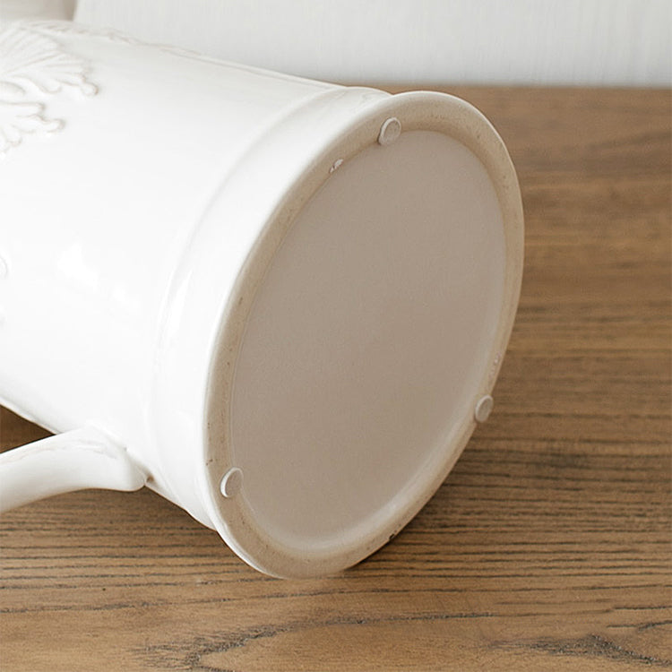 White ceramic vase with butterfly pattern - 11.5"