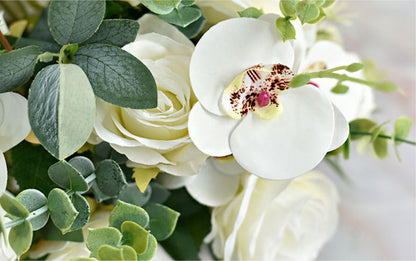 White Faux Flower Centerpiece in Delicate Glass - 7.8‘’