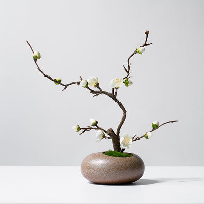 Arreglo floral de flores de ciruelo artificial estilo japonés - 11.8&