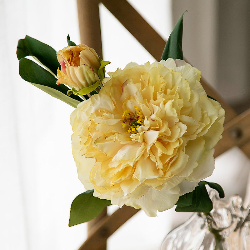 Faux Peony Stem - Blooming Floral Branch - 19.2"