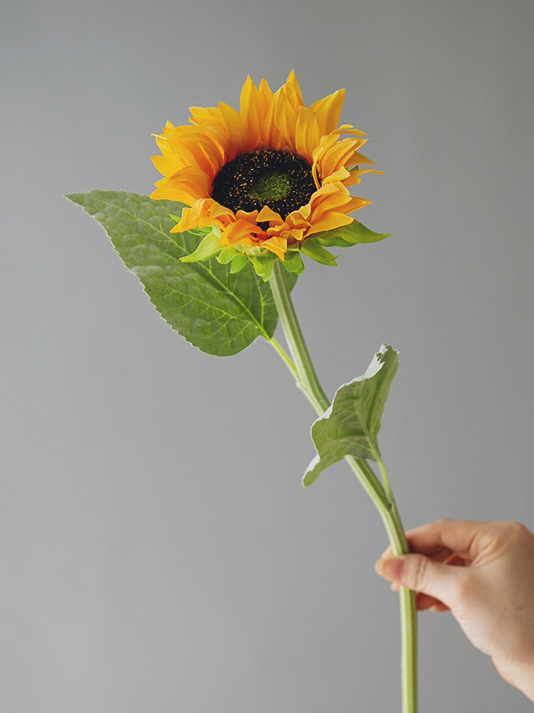 Real Touch Artificial Sunflower Stem - Tall Floral Branch for Vase Decor - 23.6"