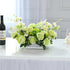 Artificial anthurium and rose floral centerpiece with eucalyptus
