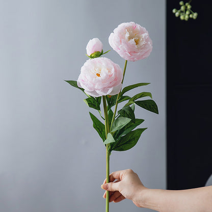 Elegant blush pink faux peony stem with realistic texture and natural-looking petals designed for timeless floral décor