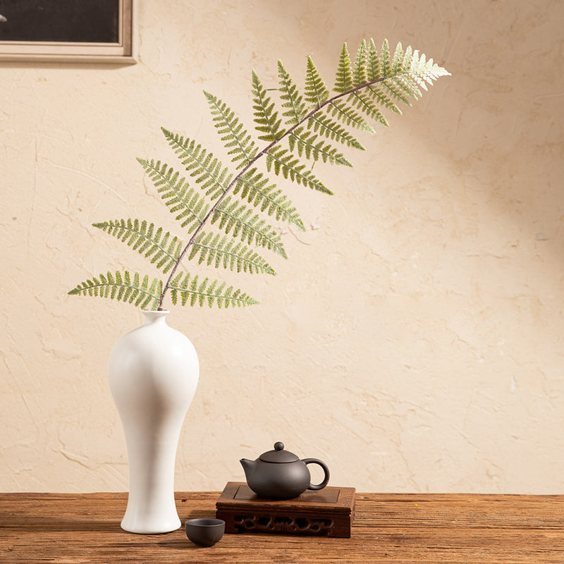 Faux Fern Leaves in White Guanyin Vase - 38&