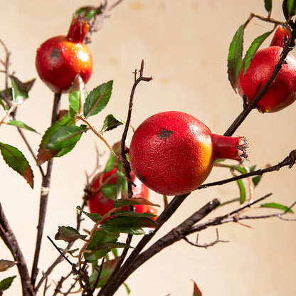 Faux Pomegranate Branch in Stoneware Vase - 25.5&