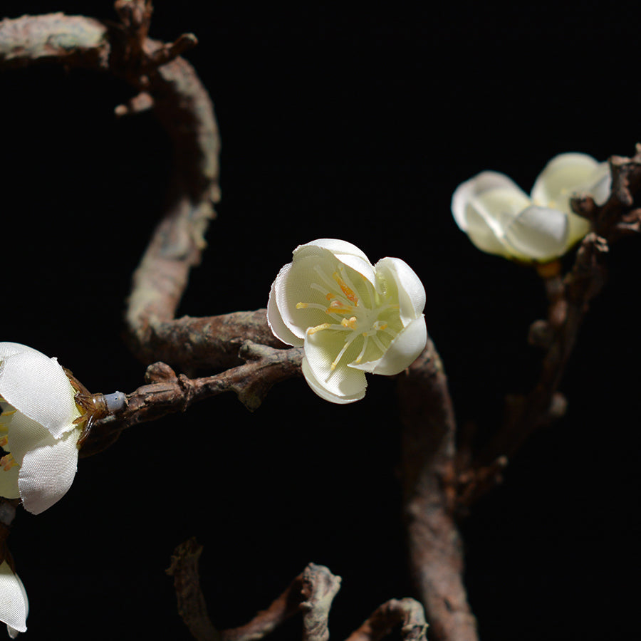 Plum Blossom Silk Arrangement in Zen Oval Vase - 21.5&